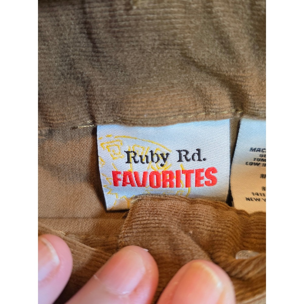 Ruby Rd Favorites Brown Corduroy Pants Womens 14 Mid Rise Straight Leg Stretch - Picture 2 of 10
